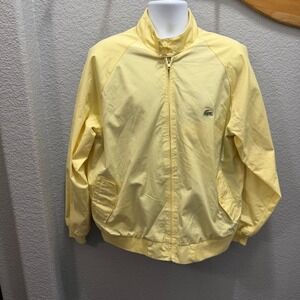 Vintage Izod Lacoste Harrington Jacket Men Large Full Zip 80s Yellow Plaid Lined
